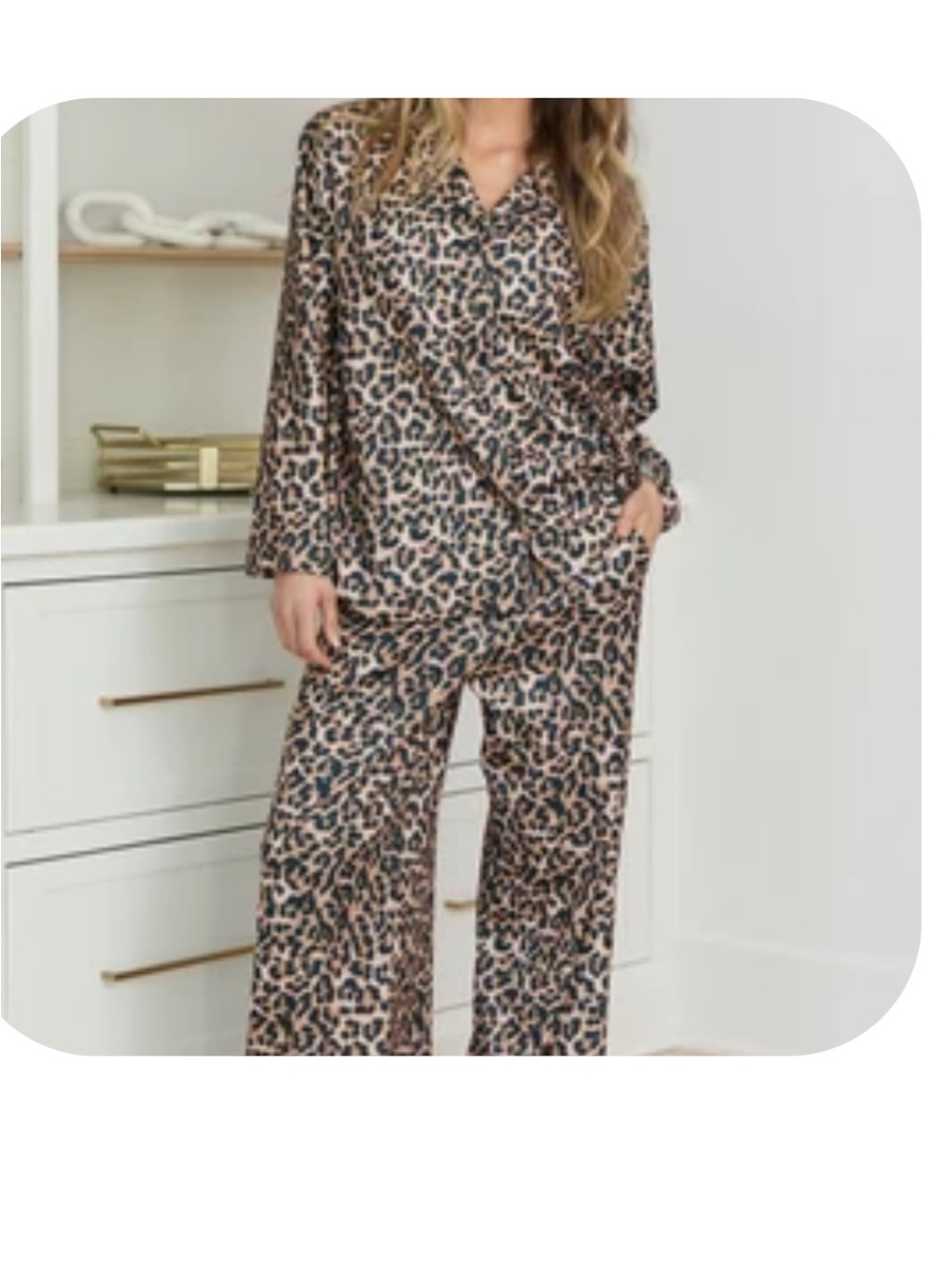 Pink Lily Oversized Leopard Pajamas Set
